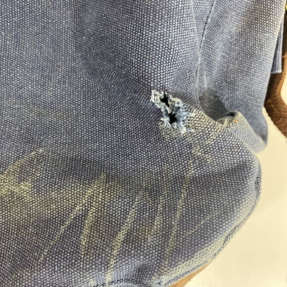 Kattee Canvas Leather Messenger Bag Blue Brown 16” x 15” Camera Weekend - Picture 6 of 10